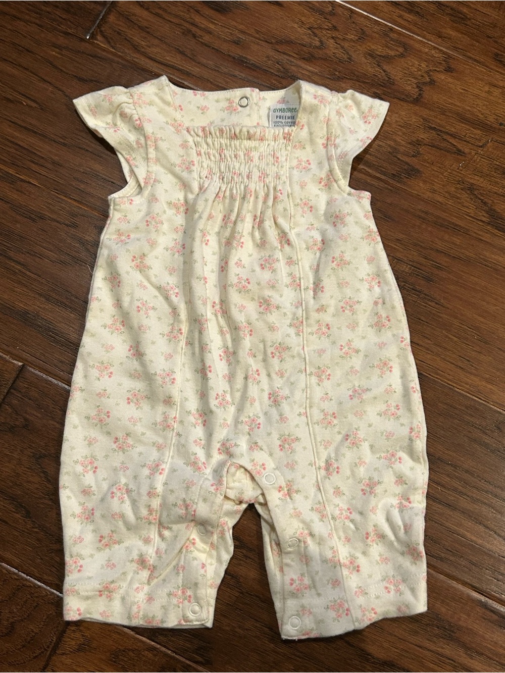Gymboree Preemie Girls Smocked Floral Cotton Jersey Romper One-Piece